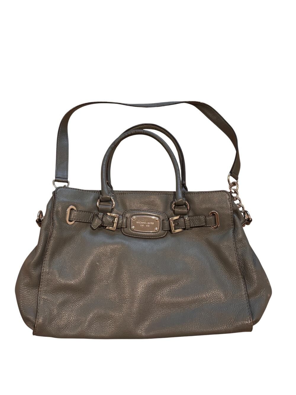 Michael Kors Hamilton Satchel Gray Pebbled Leather Bag